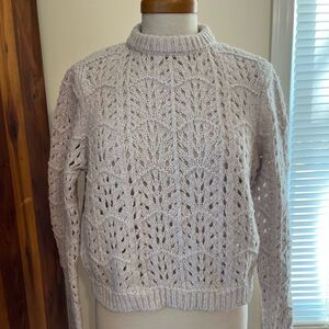 Vero Moda Cream Pointelle Knit Crew neck Sweater